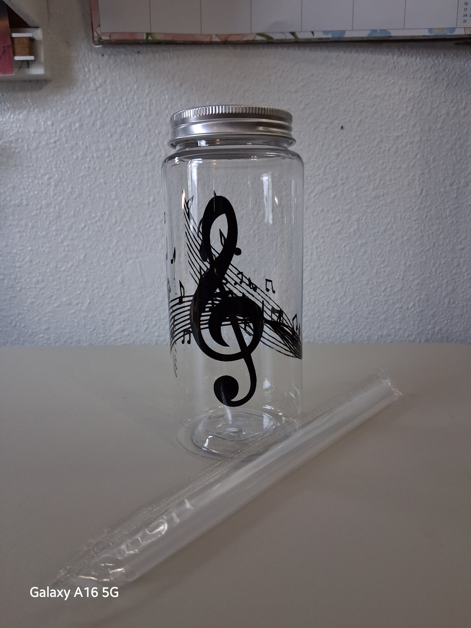 16 oz Clear Acrylic Music Theme Cup